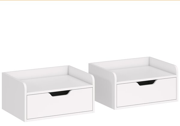 HOMCOM Floating Nightstands Set of 2, Wall Mounted Bedside Table with Drawer for Bedroom, White