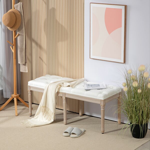 HOMCOM Vintage French Look Bed End Bench - Cream White Aosom UK