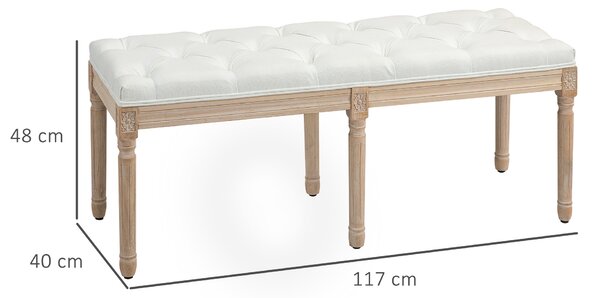 HOMCOM Vintage French Look Bed End Bench - Cream White Aosom UK