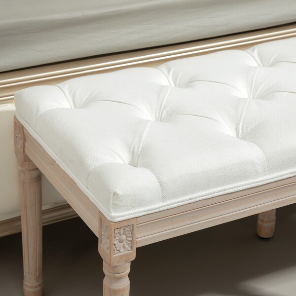 HOMCOM Vintage French Look Bed End Bench - Cream White Aosom UK