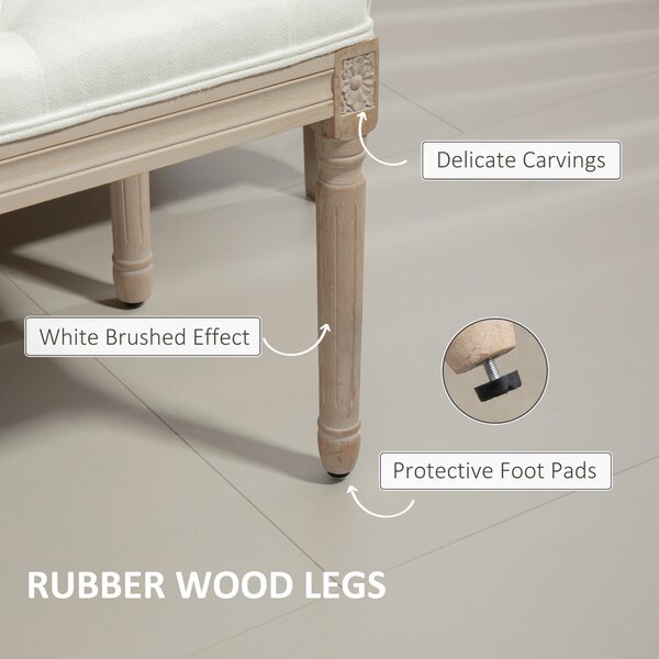 HOMCOM Vintage French Look Bed End Bench - Cream White Aosom UK