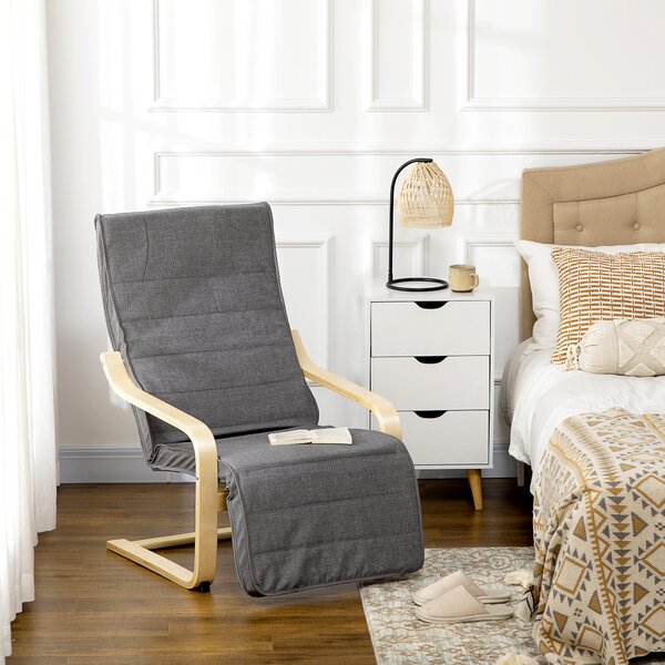 HOMCOM Reclining Lounger: Adjustable Footrest & Removable Cushion for Relaxed Lounging, Cat Scratch Anti, Dark Grey Aosom UK