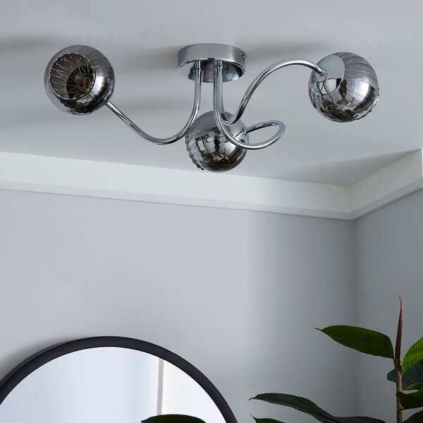 Arta 3 Light Semi Flush Chrome Ceiling Light