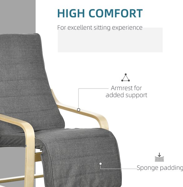 HOMCOM Reclining Lounger: Adjustable Footrest & Removable Cushion for Relaxed Lounging, Cat Scratch Anti, Dark Grey Aosom UK