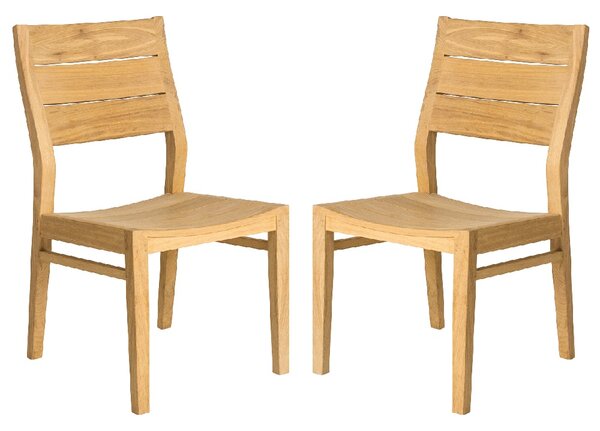 Robalt Natural Wooden Garden Side Chairs In Pair