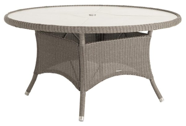 Haverhill Large Glass Top Round Dining Table In Grey Dusk