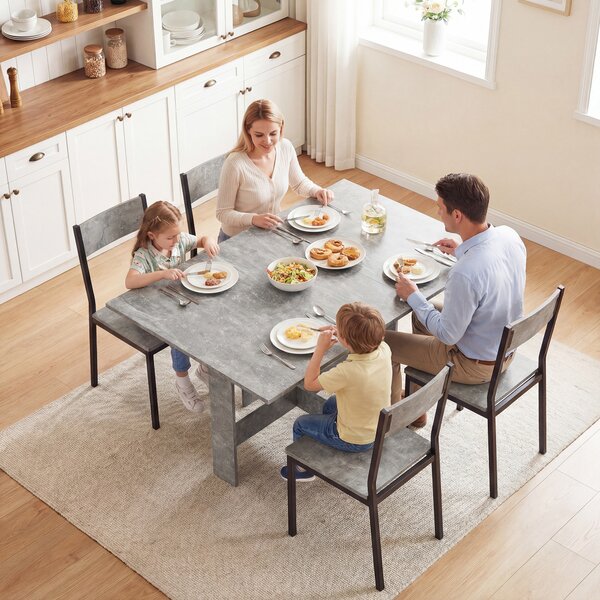 HOMCOM Folding Dining Table, Space-Saving Drop Leaf Kitchen Table for 4-6 People Grey