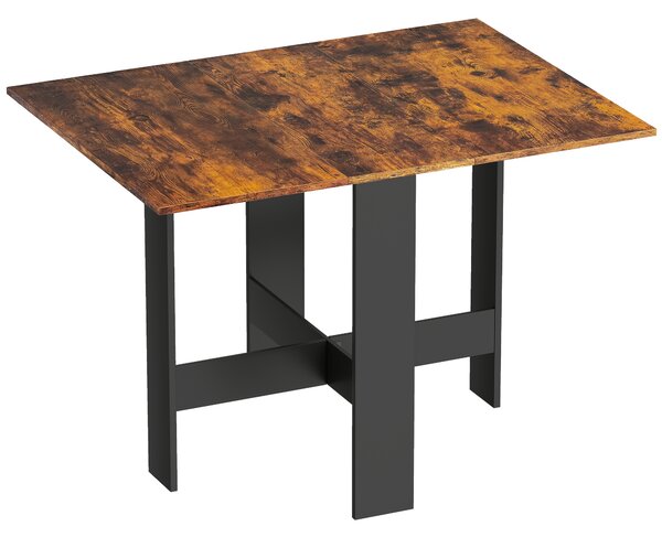 HOMCOM Folding Dining Table, Space-Saving Drop Leaf Kitchen Table for 4-6 People Rustic Brown