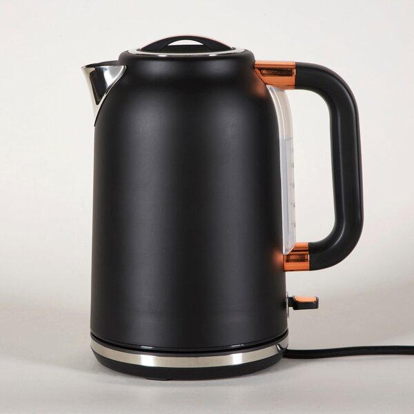 Dunelm 1.7L 3kW Matt Black & Copper Jug Kettle