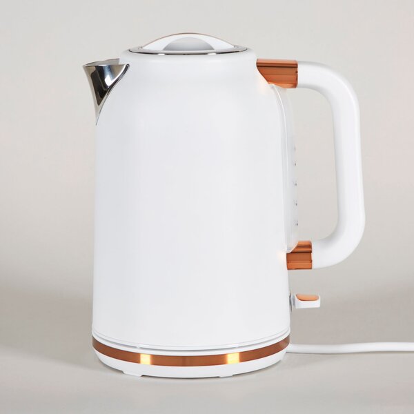 Dunelm 1.7L 3kW Matt White & Copper Jug Kettle