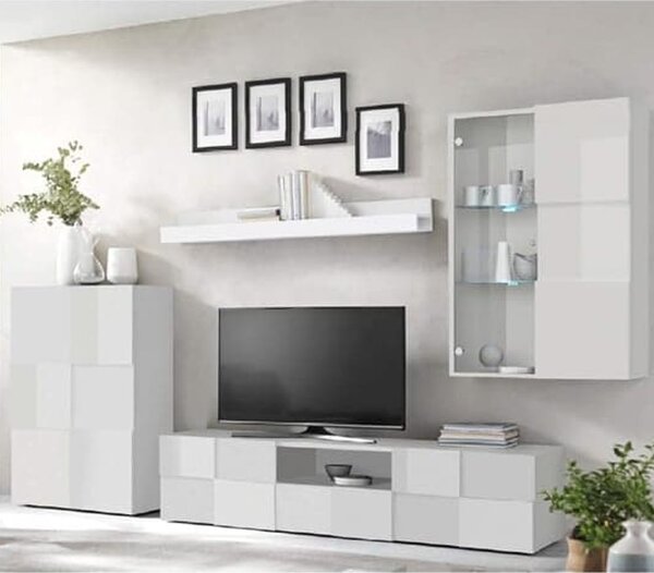 Aleta High Gloss Living Room Furniture Set In White