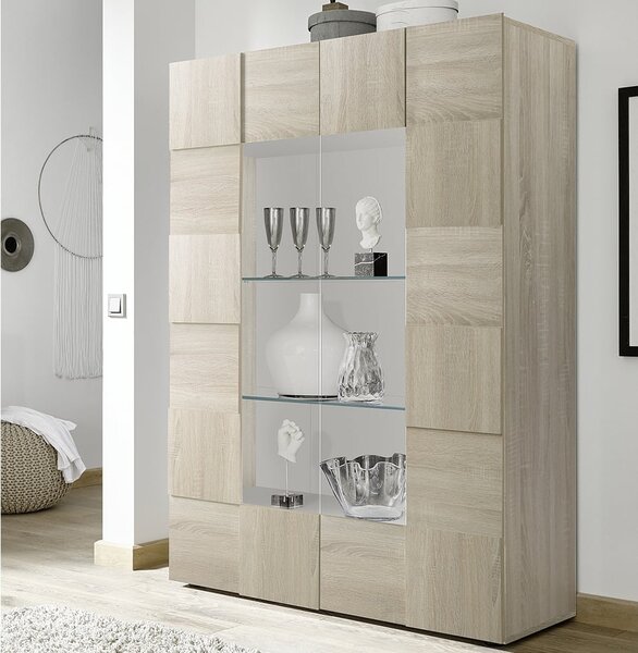 Aleta Wooden Display Cabinet With 2 Doors In Sonoma Oak