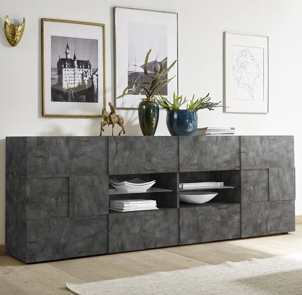Aleta Wooden Sideboard With 2 Doors 4 Drawers In Oxide