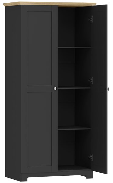 HOMCOM Kitchen Cupboard, 172cm Freestanding Storage Cabinet with Doors and Shelves, Black