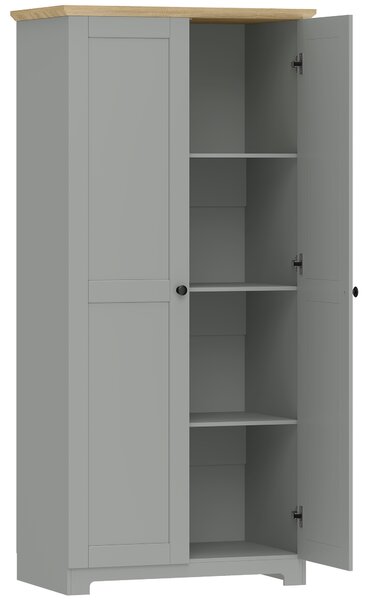 HOMCOM Kitchen Cupboard, 172cm Freestanding Storage Cabinet with Doors and Shelves, Grey