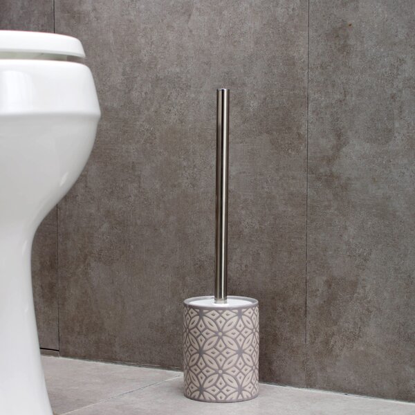 Geo Tile Grey Ceramic Toilet Brush