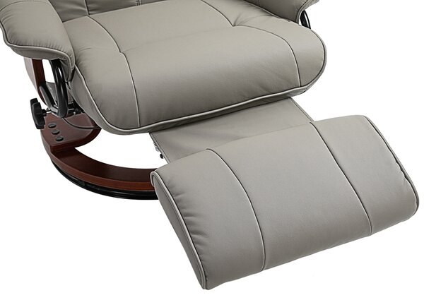 HOMCOM Manual Recliner Chair Armchair Sofa with Faux Leather Upholstered Wooden Base for Living Room Bedroom, Grey