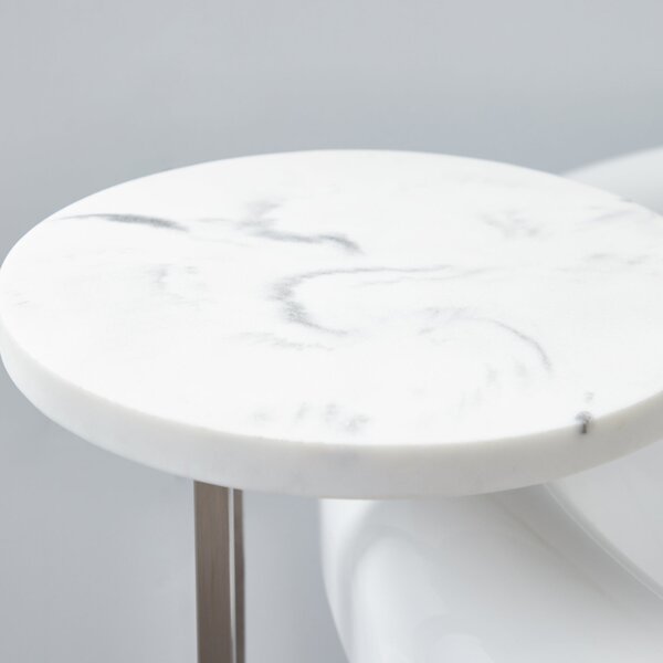 Marble Effect Top White Bath Table