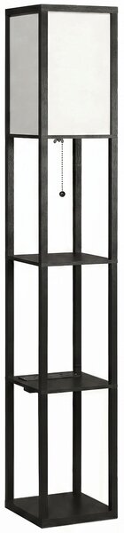 HOMCOM Floor Lamp with Shelves, 3 Layer Column Modern Standing Lamp for Living Room, Bedroom, Office, Black