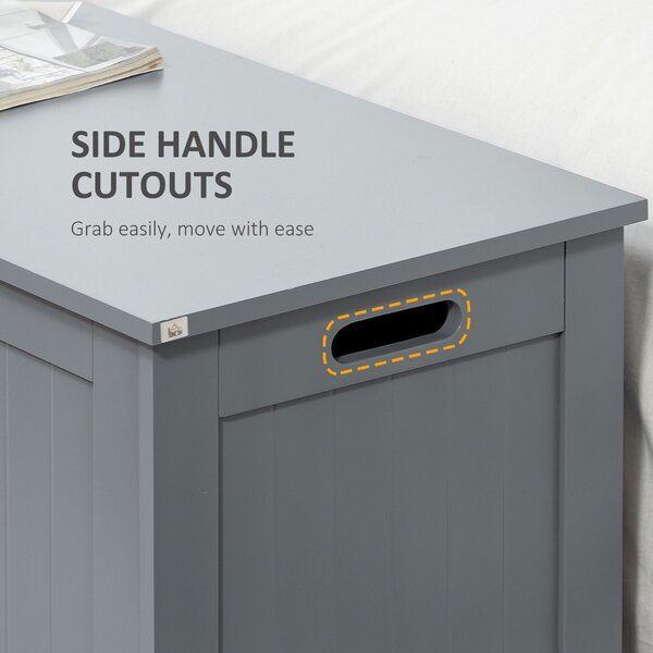 HOMCOM Large Storage Box Toy Chest Cabinet Container Unit Organizer with Lid & Safety Hinges, Grey Aosom UK