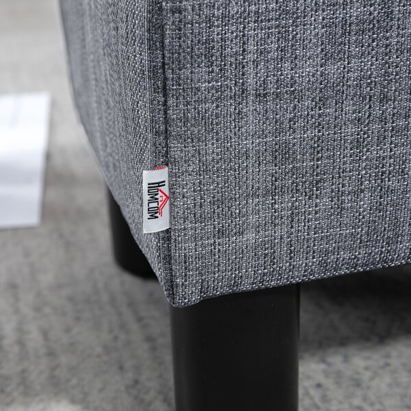 HOMCOM Linen Fabric Footstool Ottoman, Cube Design, with 4 Plastic Legs, Compact and Versatile, Grey Aosom UK