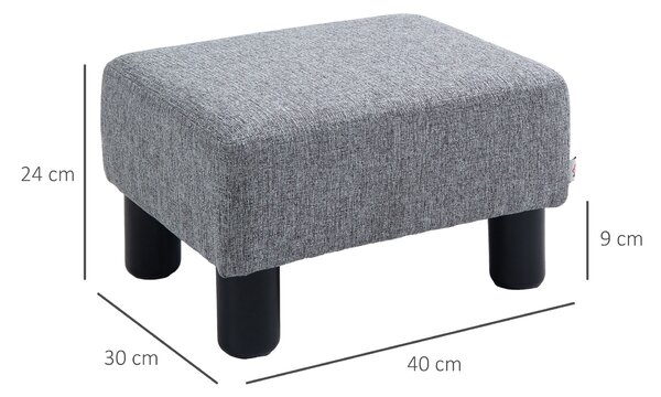 HOMCOM Linen Fabric Footstool Ottoman, Cube Design, with 4 Plastic Legs, Compact and Versatile, Grey Aosom UK
