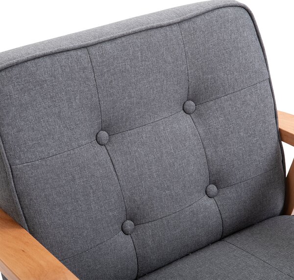 HOMCOM Minimalistic Wooden Frame Accent Chair, HOMCOM Armchair with Padded Seat - Dark Grey Aosom UK