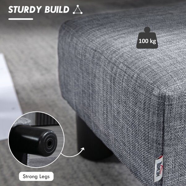 HOMCOM Linen Fabric Footstool Ottoman, Cube Design, with 4 Plastic Legs, Compact and Versatile, Grey Aosom UK