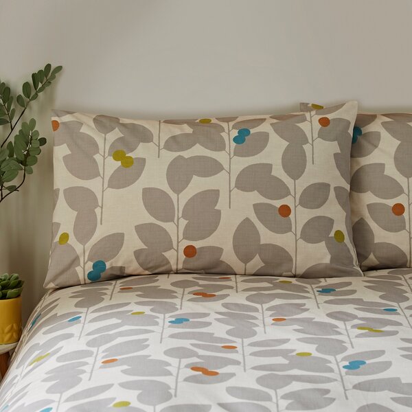 Elements Modern Leaf Natural Duvet Cover and Pillowcase Set