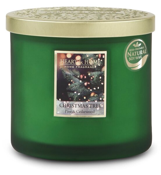 Heart and Home Christmas Tree Multi Wick Candle Bottle Green