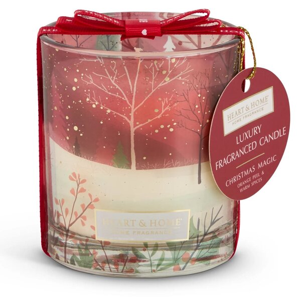 Heart and Home Christmas Magic Scene Candle Red