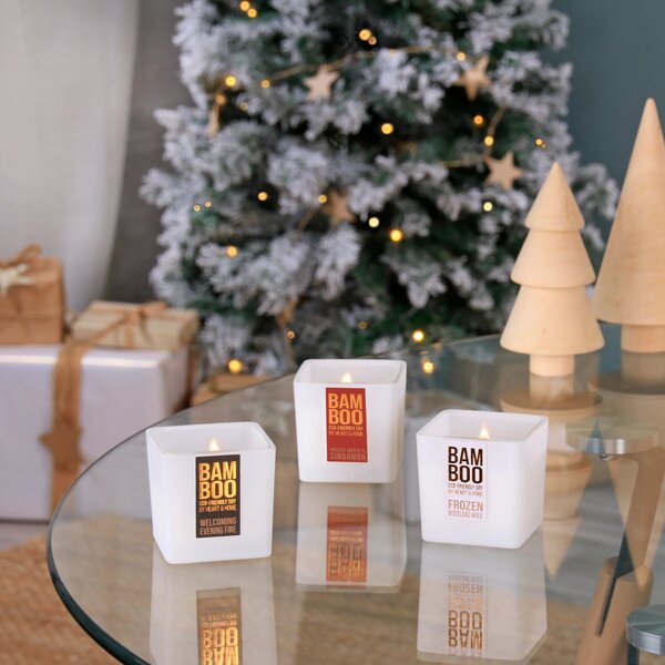 Heart and Home Bamboo Mini Candle Gift Set White