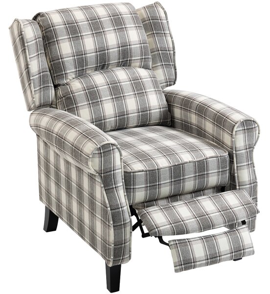HOMCOM 160° Reclining Armchair, with Footrest - Grey and White