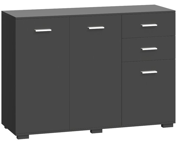 HOMCOM Sideboard, Modern Storage Cabinet with 2 Drawers, 3 Doors and Adjustable Shelves, Black