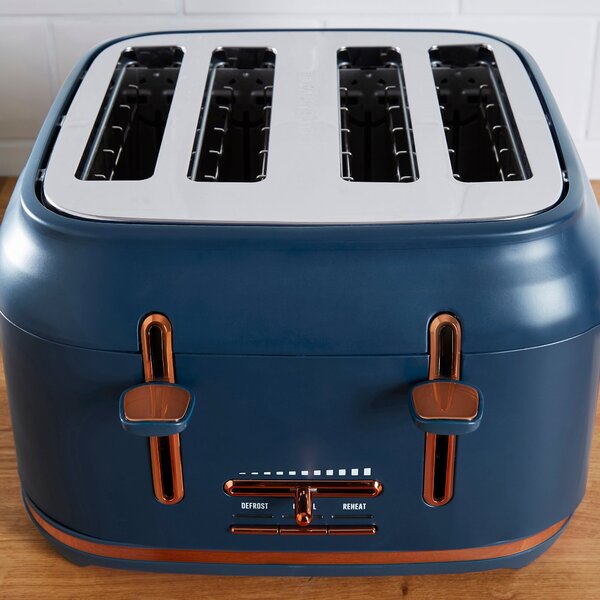 Dunelm 4 Slice Matt Navy & Copper Toaster