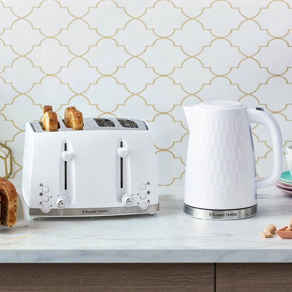 Russell Hobbs Honeycomb 4 Slice Toaster White