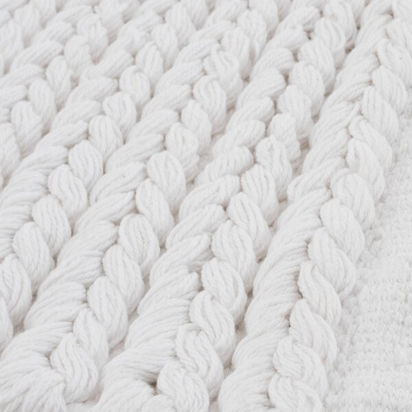 White Cable Knit Bath Mat