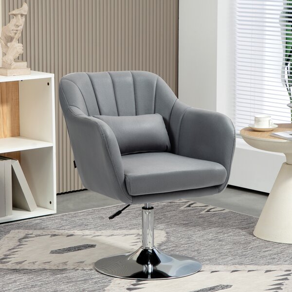 Arm Chairs Accent Chair for Living Room HOMCOM Contemporary Vanity Armchair with Adjustable Height Thick Cushion, Anti-Cat-Scratch, Grey Aosom UK