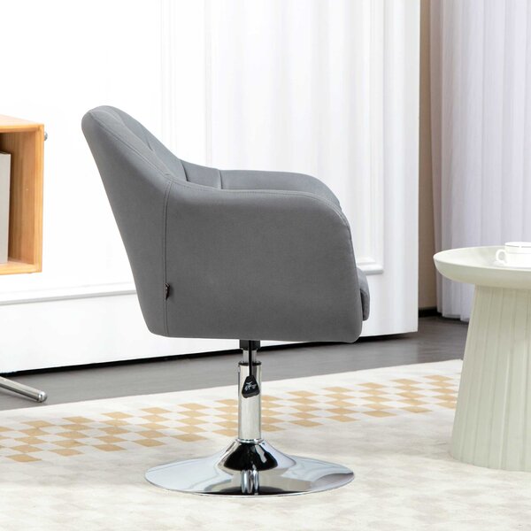 Arm Chairs Accent Chair for Living Room HOMCOM Contemporary Vanity Armchair with Adjustable Height Thick Cushion, Anti-Cat-Scratch, Grey Aosom UK