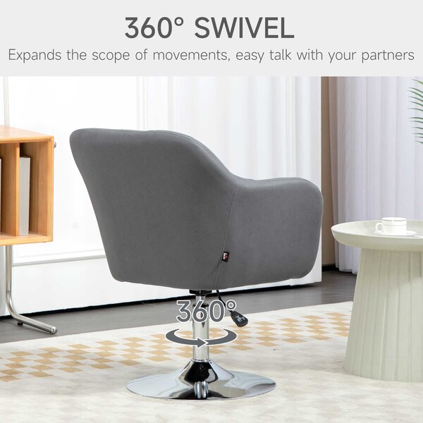 Arm Chairs Accent Chair for Living Room HOMCOM Contemporary Vanity Armchair with Adjustable Height Thick Cushion, Anti-Cat-Scratch, Grey Aosom UK