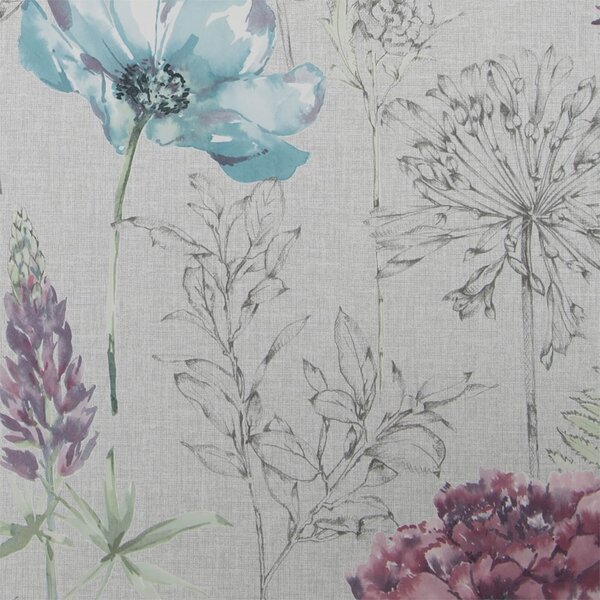 Fresco Floral Sketch Grey Wallpaper