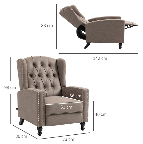 HOMCOM Chesterfield-Style Reclining Armchair - Brown