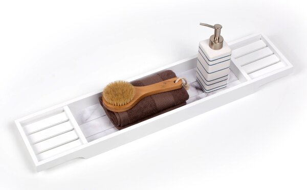 Marble Effect Bamboo Bath Rack