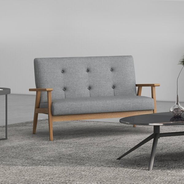 HOMCOM Two Seater Couch, Compact 2 Seater Sofa with Linen Upholstery, Rubberwood Legs, Dark Grey Aosom UK