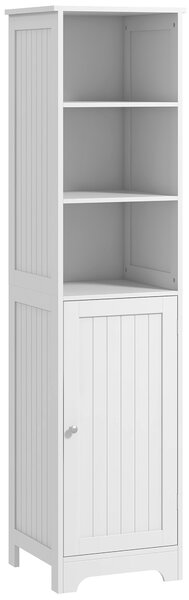 HOMCOM Slim Bathroom Storage Cabinet, Tall Bathroom Cabinet with 3 Open Shelves and Adjustable Shelf, White