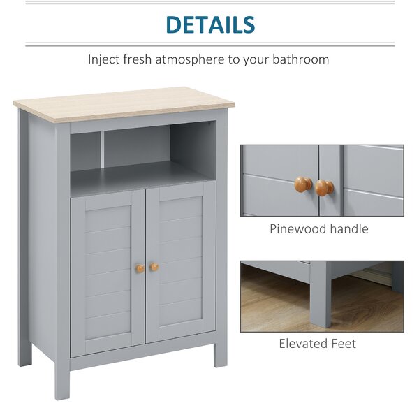 Kleankin Bathroom Floor Storage Cabinet Free Standing Unit w/ Compartment Adjustable Shelf Double-door Design, Free Standing Organizer Aosom UK