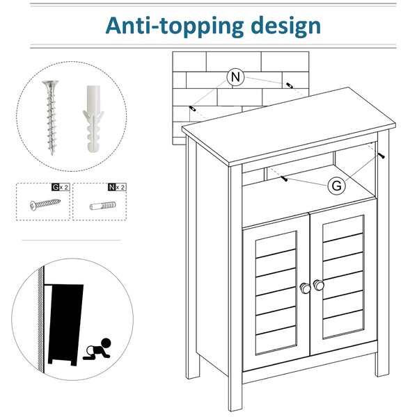 Kleankin Bathroom Floor Storage Cabinet Free Standing Unit w/ Compartment Adjustable Shelf Double-door Design, Free Standing Organizer Aosom UK