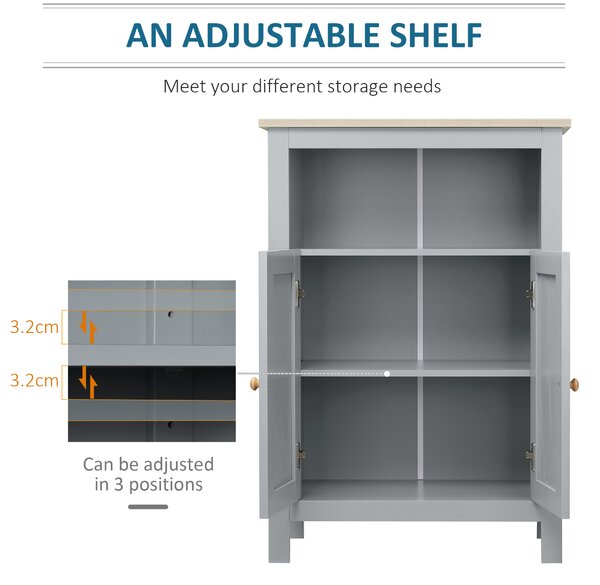 Kleankin Bathroom Floor Storage Cabinet Free Standing Unit w/ Compartment Adjustable Shelf Double-door Design, Free Standing Organizer Aosom UK