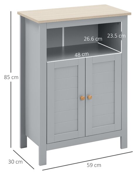 Kleankin Bathroom Floor Storage Cabinet Free Standing Unit w/ Compartment Adjustable Shelf Double-door Design, Free Standing Organizer Aosom UK