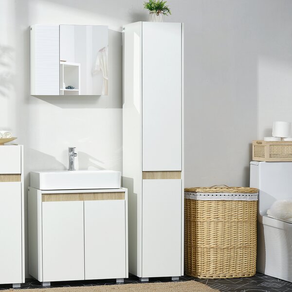 Kleankin Tall Bathroom Cabinet with Adjustable Shelves, 5-Tier Modern Freestanding Tallboy with Storage Cabinets, White